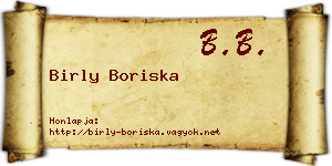 Birly Boriska névjegykártya